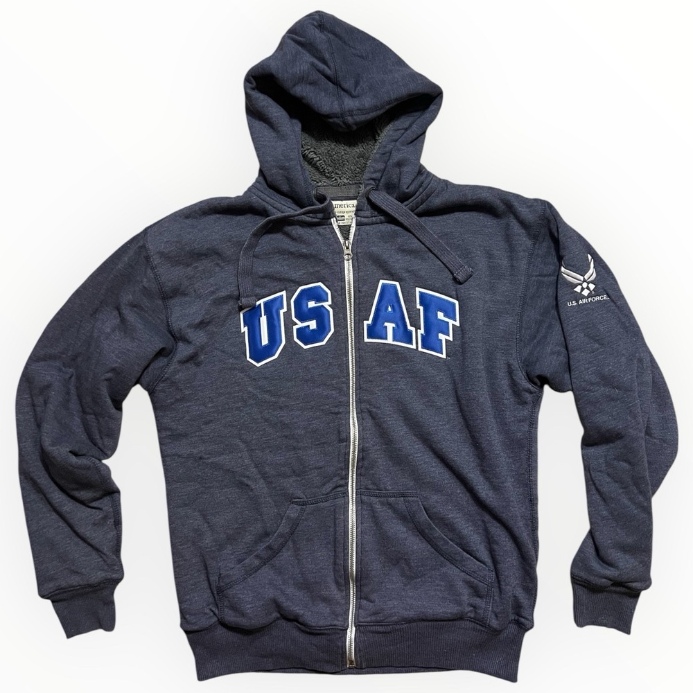 Authentic Vintage U.S. Air Force Hoodie with Wool Fur Lining | USAF Sweatshirt